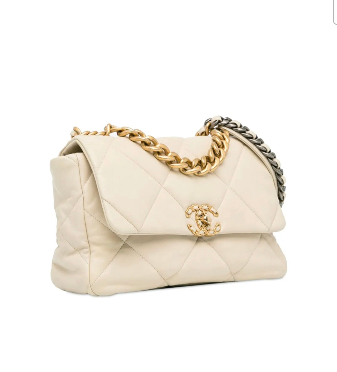 BORSA CHANEL 19 A SPALLA BEIGE